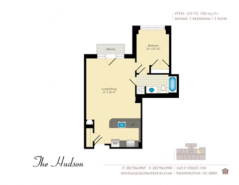 The Hudson 12 Floor Plan at The Hudson Apartments, Washington, DC 20005